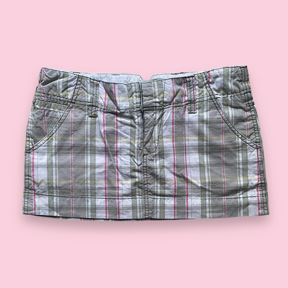 SOLD!! Roxy y2k green plaid mini skirt - Picture 1 of 4